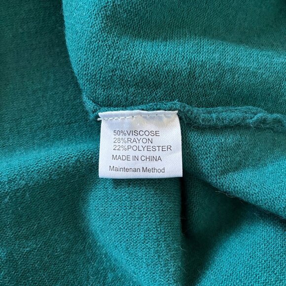 Emerald Green Tie Waist Crewneck Sweater Dress Womens Medium Cozy Holiday Party - Picture 9 of 13